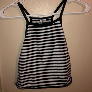 black and white striped cropped tank top
